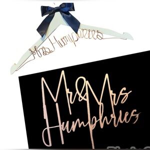 Wedding dress hanger and wedding cake topper MR & MRS HUMPHRIES